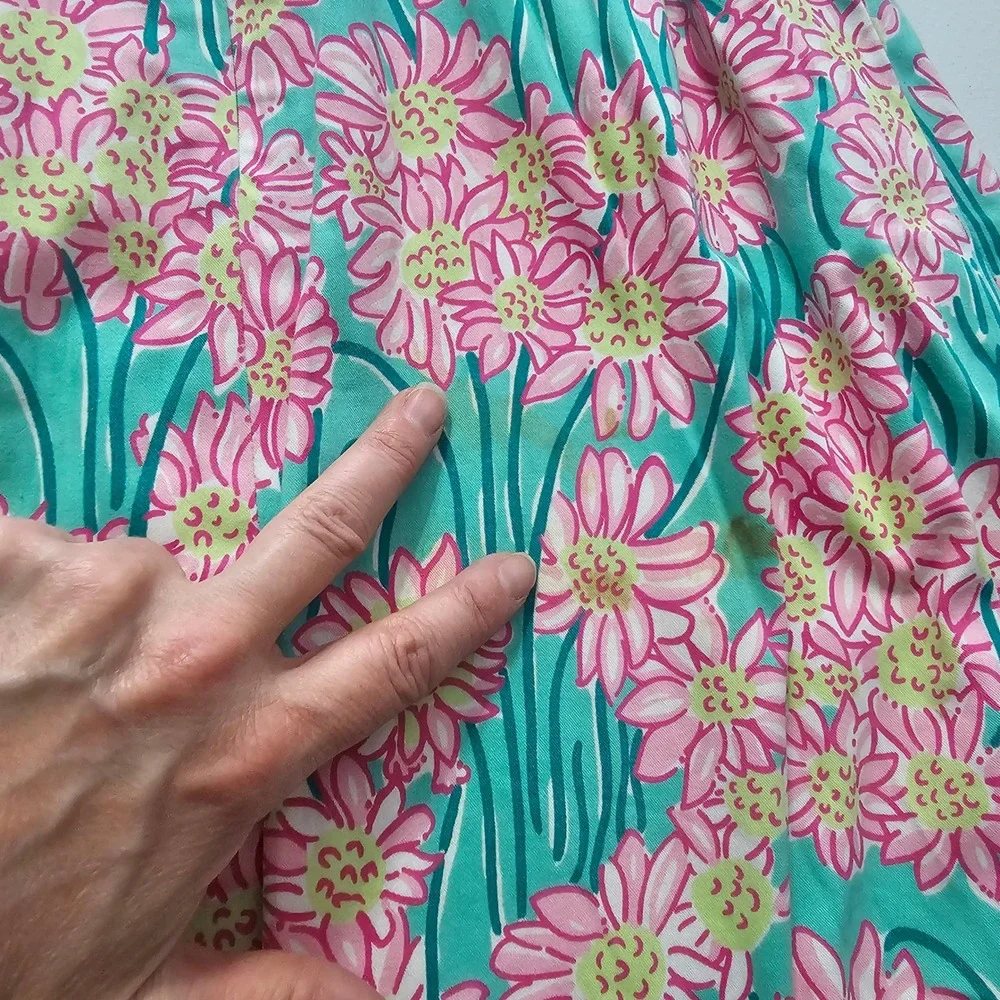 Vintage Lilly Pulitzer Strapless Floral Dress 4 Teal Pink Preppy Coastal Y2K - Picture 7 of 14